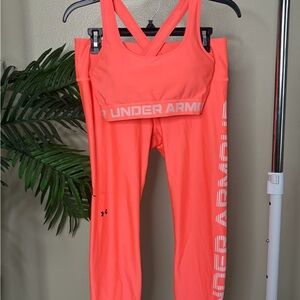 Under Armour Coral Matching Set | Sports Bra M + Leggings L Women’s Workout Set